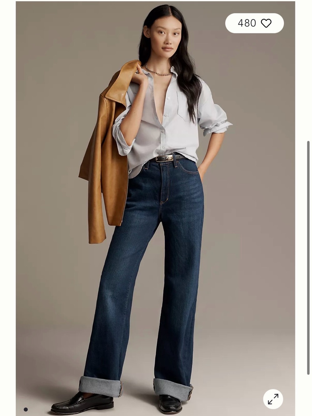 Anthropologie Pilcro The Austyn High Rise Cuffed Wide Leg Jeans Size 30 TALL